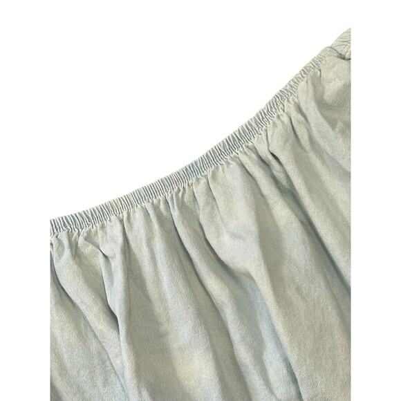 Fashion Nova 2XL Denim Fringe Off-the-Shoulder‎ Distressed Crop Top – Blue - Picture 6 of 10